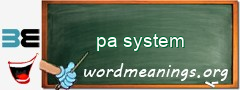 WordMeaning blackboard for pa system